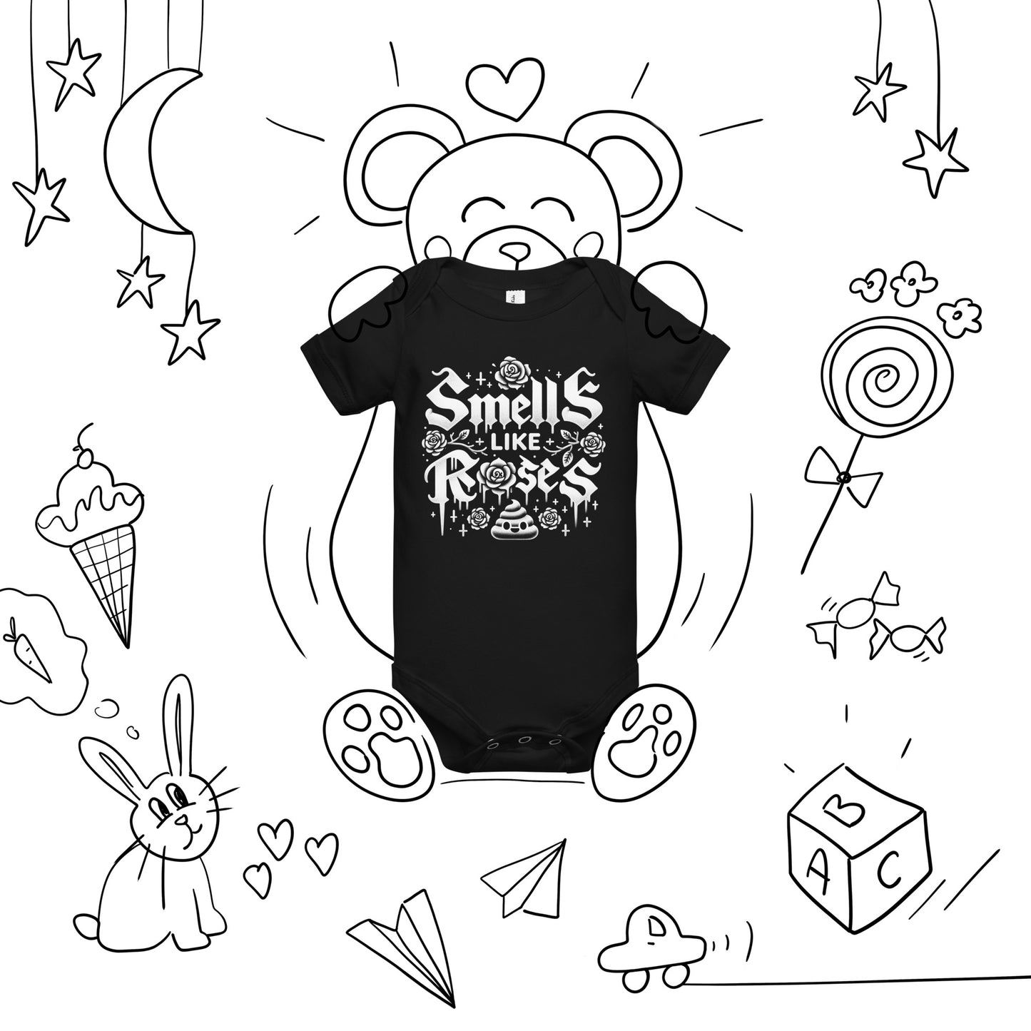 SMELLS LIKE ROSES Baby One Piece